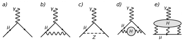 Рис. 4. Примеры известных процессов, изменяющих магнитный момент мюона